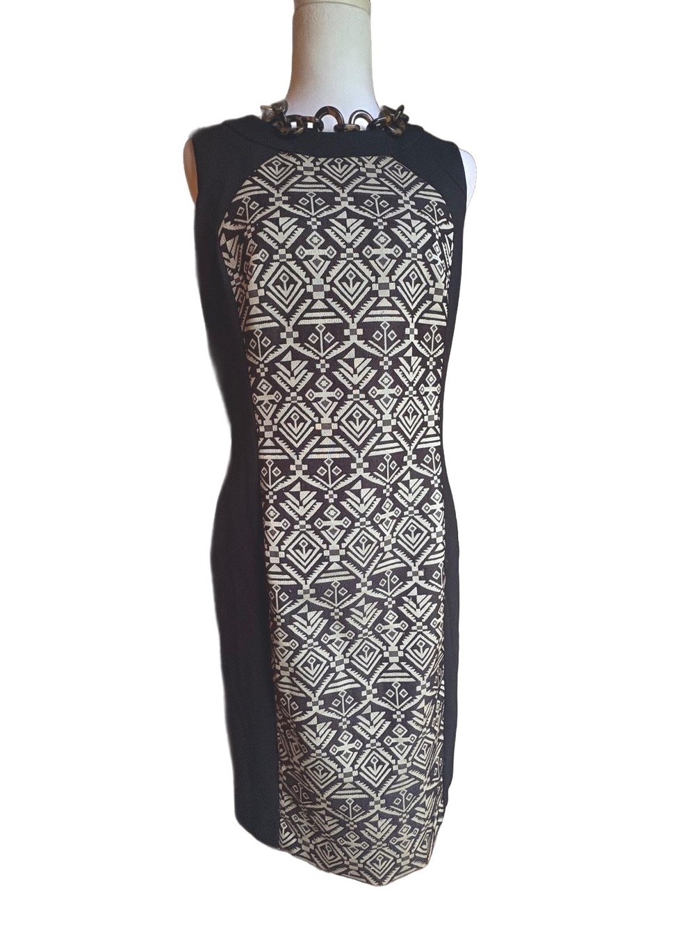 Antonio Melani black and Grey jacquard knit dress 6